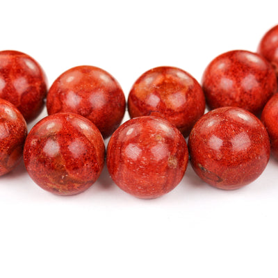 20mm Natural Red Sponge Coral, Round Gemstone,5pcs Beads , 1mm Hole, Center Drilled