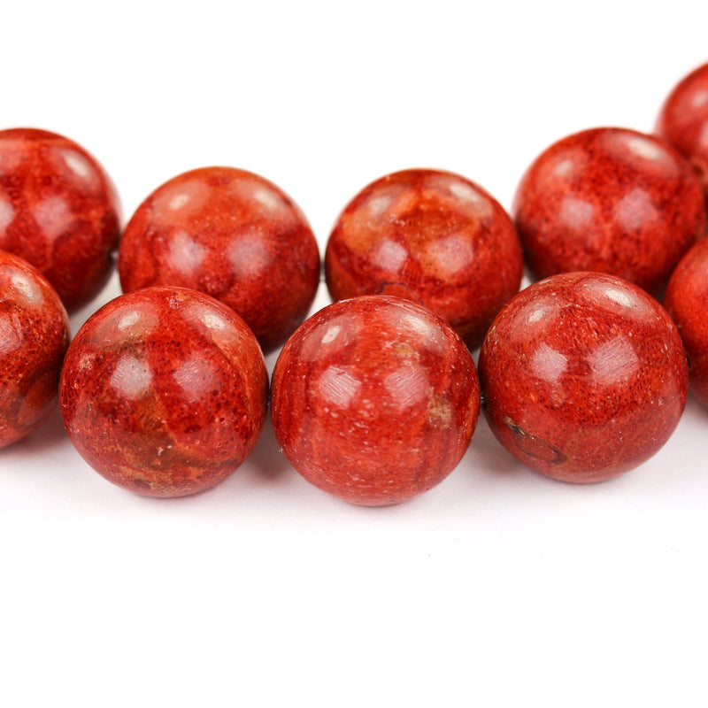 20mm Natural Red Sponge Coral, Round Gemstone,5pcs Beads , 1mm Hole, Center Drilled