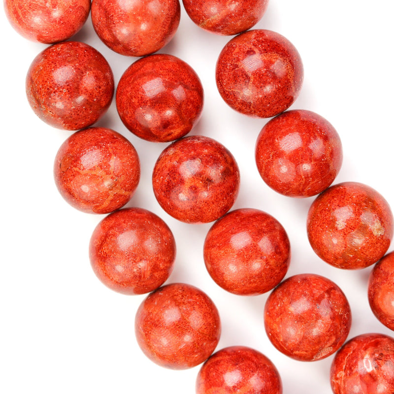 20mm Natural Red Sponge Coral, Round Gemstone,5pcs Beads , 1mm Hole, Center Drilled