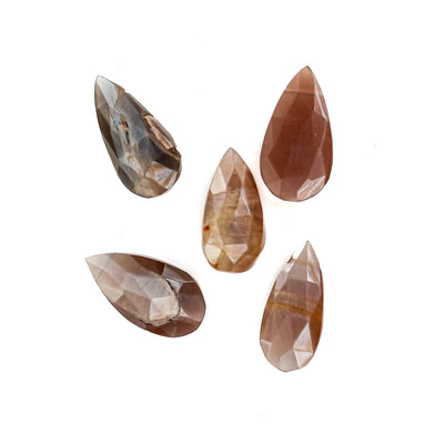 Chocolate Brown Moonstone, 18-16mm*10-8mm Faceted Oval Loose Gemstone, Top Drilled, Hole 0.8mm, 2 Pcs