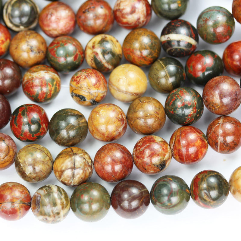 Picasso jasper,10mm round natural gemstone beads, one full strand, red creek jasper,15.5inch, about40 beads