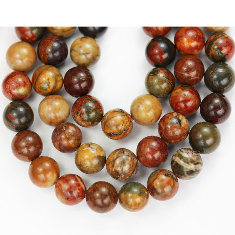 Picasso jasper,10mm round natural gemstone beads, one full strand, red creek jasper,15.5inch, about40 beads