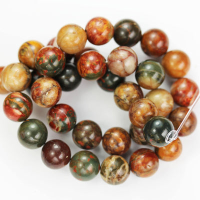 Picasso jasper,10mm round natural gemstone beads, one full strand, red creek jasper,15.5inch, about40 beads
