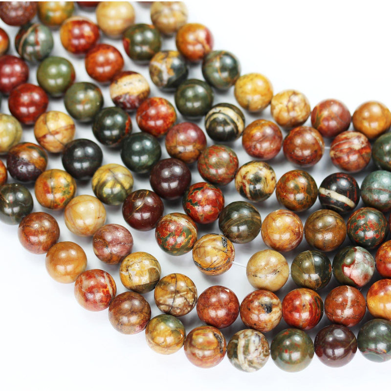 Picasso jasper,10mm round natural gemstone beads, one full strand, red creek jasper,15.5inch, about40 beads