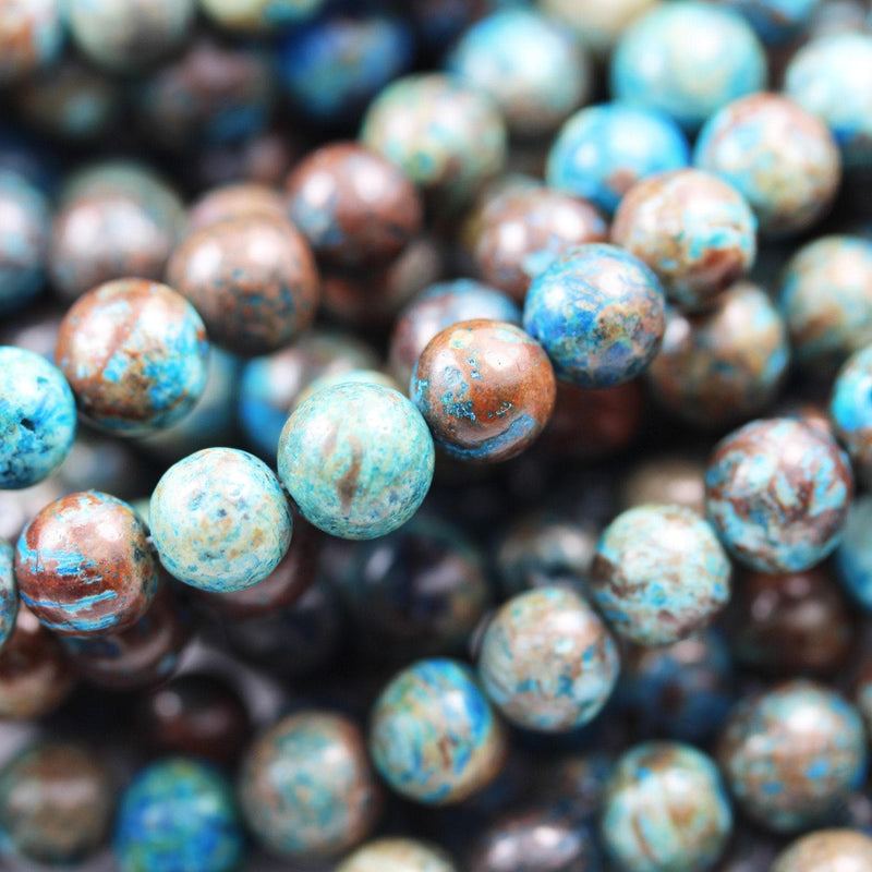 6mm round blue calsilica jasper ,aqua terra jasper gemstone beads, 16 inch, 1mm hole, about 60pcs