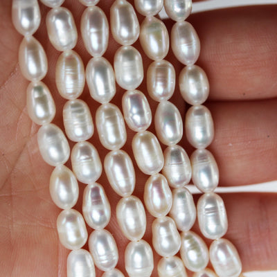 Natural freshwater pearl, 8-9mm*6-7mm white oval strand, 15.5inch , about 48 beads , 0.6mm hole
