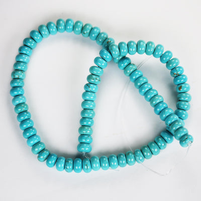 Turquoise, 8mm rondelle beads, 15.5 inch, gemstone strand, blue & brown color, 5mm thick, about 80 pcs