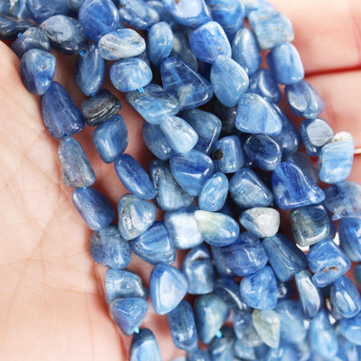 Natural kyanite, 8-10mm natural nugget shape gemstone chips, 16 inch ,1mm hole, around 50 pcs