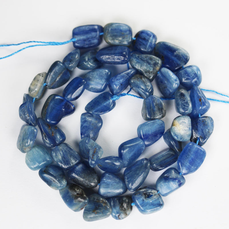 Natural kyanite, 8-10mm natural nugget shape gemstone chips, 16 inch ,1mm hole, around 50 pcs