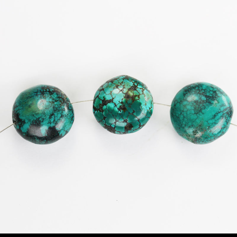 Natural turquoise large chunky bead gemstone, size around 18-21mm, 13mm thick, hole 1-3mm