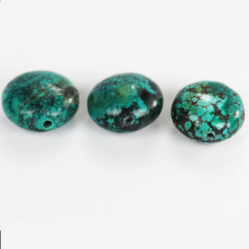 Natural turquoise large chunky bead gemstone, size around 18-21mm, 13mm thick, hole 1-3mm