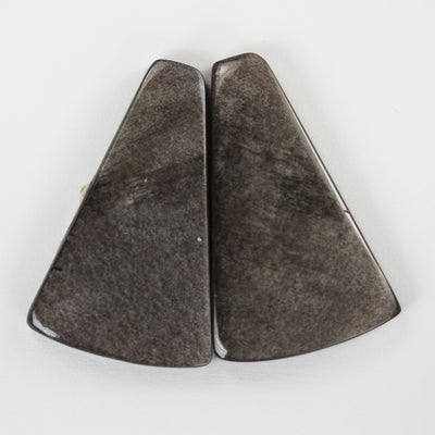 2pcs Silver Sheen Obsidian gemstone cabochon, one-of-a-kind natural gemstones: no hole, flat back