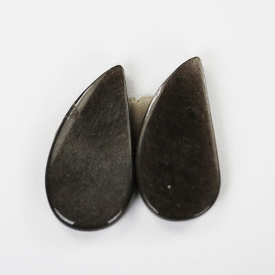 2pcs Silver Sheen Obsidian gemstone cabochon, one-of-a-kind natural gemstones: no hole, flat back