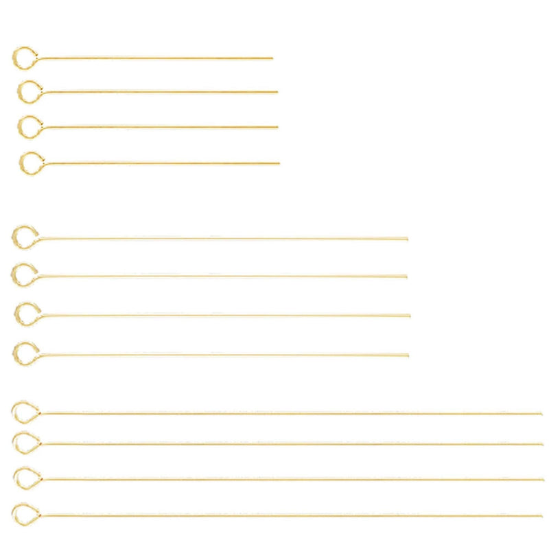 14k gold filled eye pins 10pcs 26-22gauge jewellery making findings eye pin, 1/2 - 2inch length