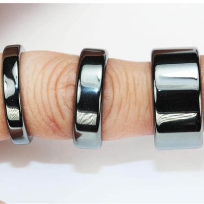 Hematite ring , hematite band ring, size 6-10 , flat / plain / faceted