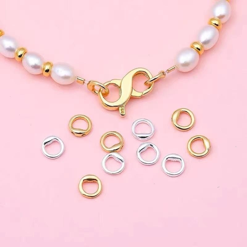 Closed jump ring with 2 holes for lobster clasp / hook clasp, jewelry ends, 4pcs 5mm/7mm/9mm, 925 sterling silver or 18k gold vermeil