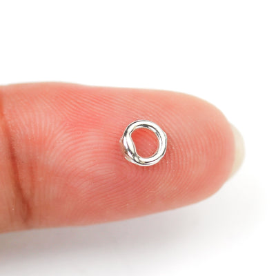 Closed jump ring with 2 holes for lobster clasp / hook clasp, jewelry ends, 4pcs 5mm/7mm/9mm, 925 sterling silver or 18k gold vermeil