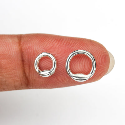 Closed jump ring with 2 holes for lobster clasp / hook clasp, jewelry ends, 4pcs 5mm/7mm/9mm, 925 sterling silver or 18k gold vermeil