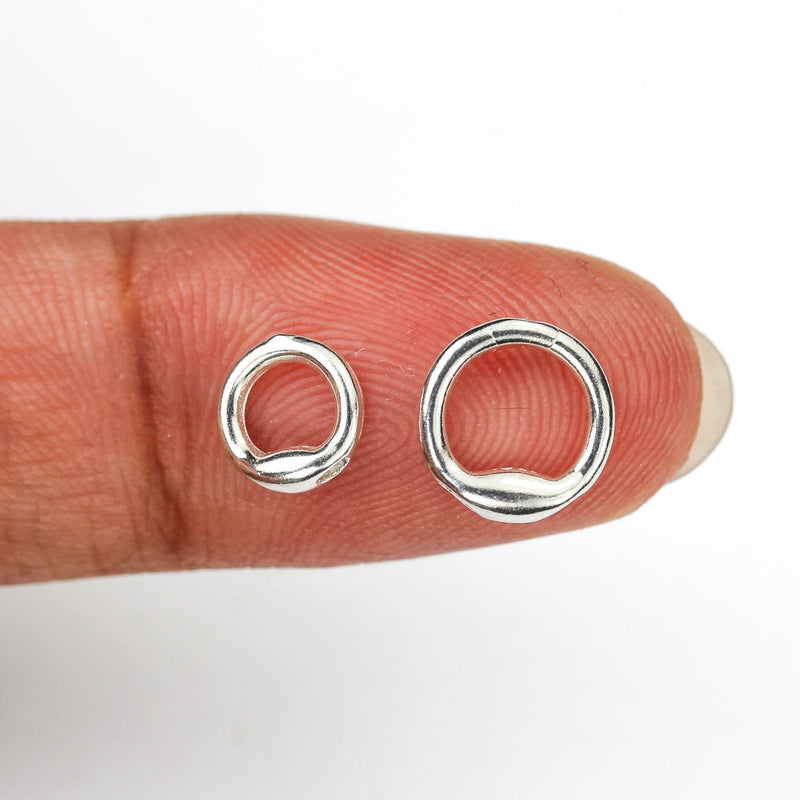 Closed jump ring with 2 holes for lobster clasp / hook clasp, jewelry ends, 4pcs 5mm/7mm/9mm, 925 sterling silver or 18k gold vermeil