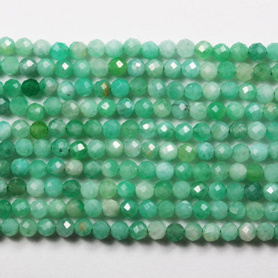 Natural Emerald Gemstone, 3.4mm Faceted Round Gemstone Strand, One Full Strand, 15.5inch, 0.6mm Hole, About 100 Beads