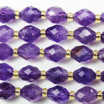 Natural Amethyst, 7*8mm Faceted Oval Beads Gemstone With Spacer Beads, One Full Strand, 15 inch, about 38 beads, 1mm hole