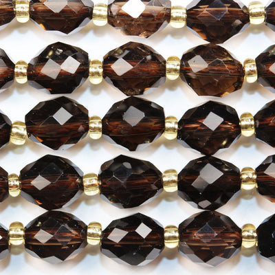 Smoky Quartz, 7*8mm Faceted Oval Gemstone Strand, One Full Strand Smoky Color, 15inch, About 38 beads