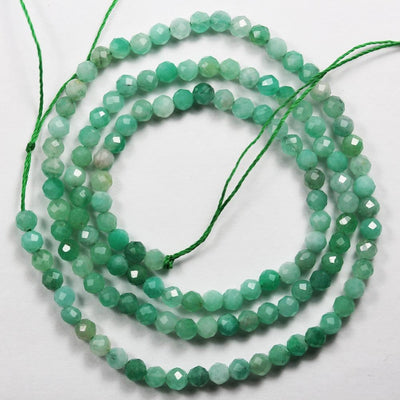 Natural Emerald Gemstone, 3.4mm Faceted Round Gemstone Strand, One Full Strand, 15.5inch, 0.6mm Hole, About 100 Beads