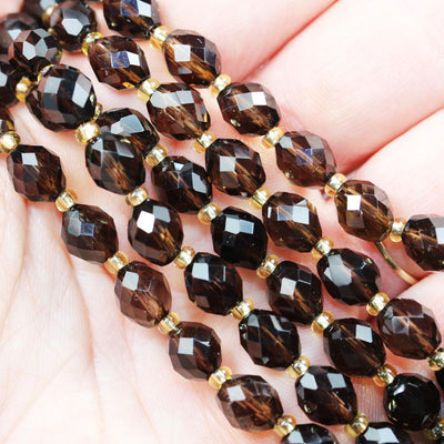 Smoky Quartz, 7*8mm Faceted Oval Gemstone Strand, One Full Strand Smoky Color, 15inch, About 38 beads