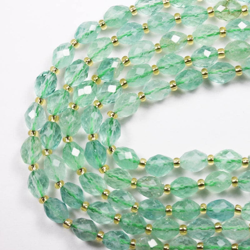 Natural Prehnite, 7*8mm Faceted Oval Gemstone Beads With Spacer, 15 ", 1mm Hole, About 38 Beads