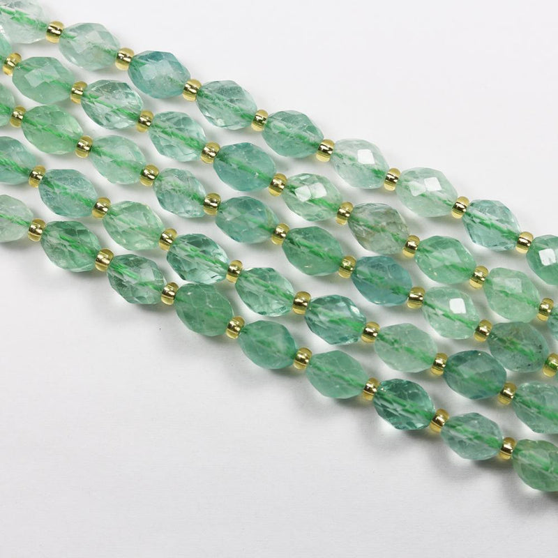 Natural Prehnite, 7*8mm Faceted Oval Gemstone Beads With Spacer, 15 ", 1mm Hole, About 38 Beads