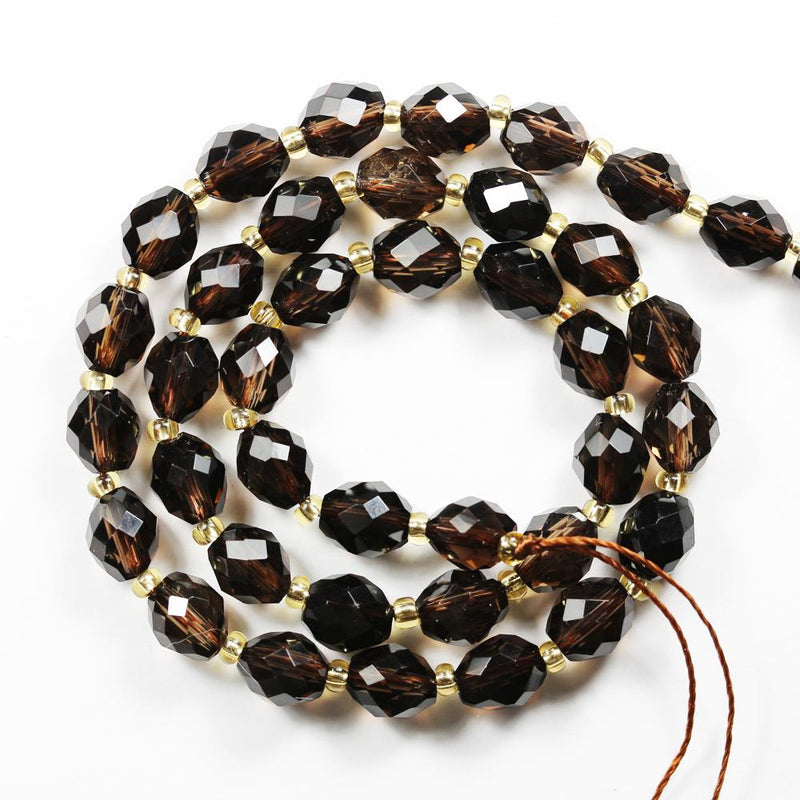 Smoky Quartz, 7*8mm Faceted Oval Gemstone Strand, One Full Strand Smoky Color, 15inch, About 38 beads