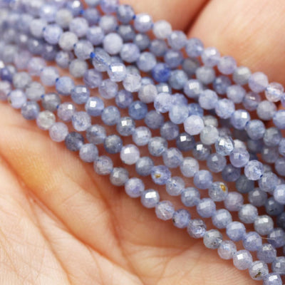 Natural Tanzanite, 3mm Faceted Round Gemstone Strand, 15.5inch, About 100 Beads, 0.6mm hole