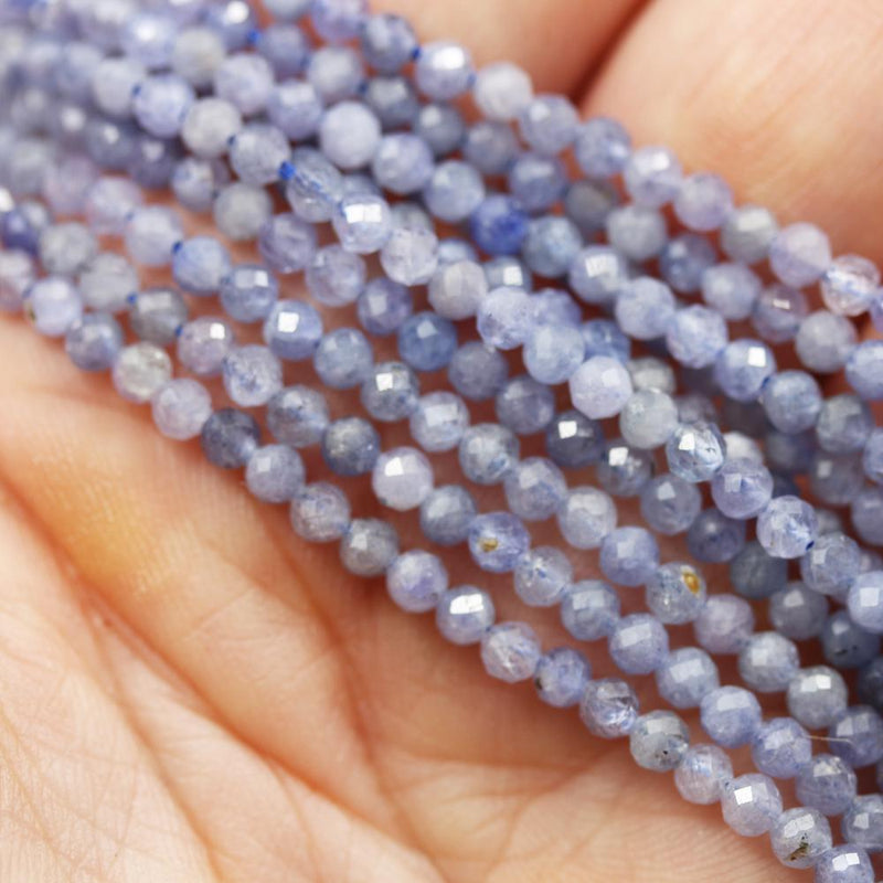Natural Tanzanite, 3mm Faceted Round Gemstone Strand, 15.5inch, About 100 Beads, 0.6mm hole