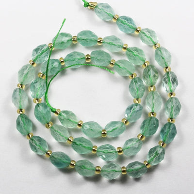 Natural Prehnite, 7*8mm Faceted Oval Gemstone Beads With Spacer, 15 ", 1mm Hole, About 38 Beads