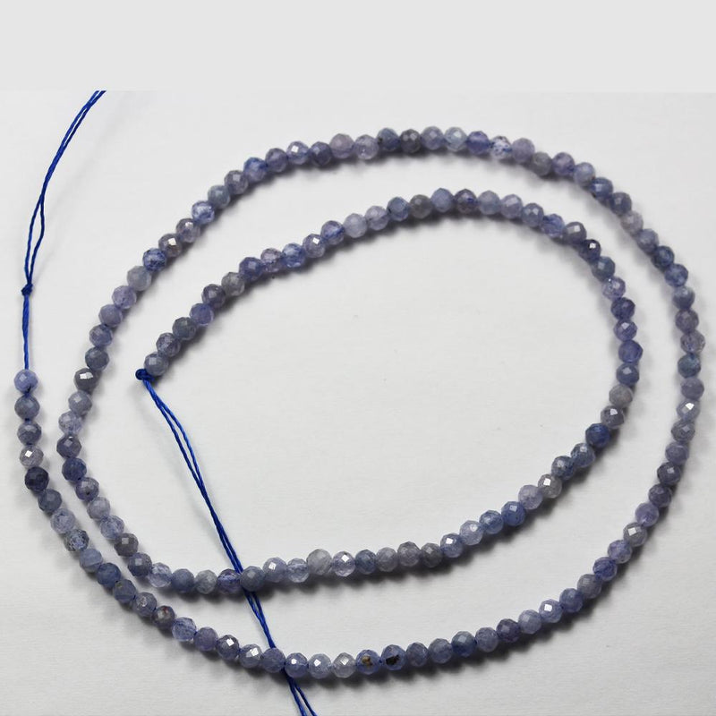 Natural Tanzanite, 3mm Faceted Round Gemstone Strand, 15.5inch, About 100 Beads, 0.6mm hole