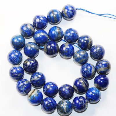 Lapis Lazuli, 12.5mm Round Natural Gemstone, One Full Strand, About 30 Beads, 15" Strand, hole 1mm