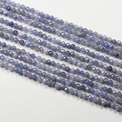 Natural Tanzanite, 3mm Faceted Round Gemstone Strand, 15.5inch, About 100 Beads, 0.6mm hole