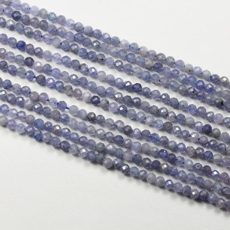 Natural Tanzanite, 3mm Faceted Round Gemstone Strand, 15.5inch, About 100 Beads, 0.6mm hole
