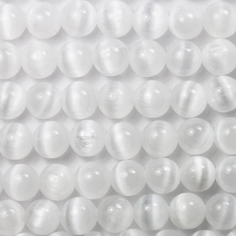 Natural Selenite, 4/6/8mm Round Gemstone, One Full Strand Beads, Gemstone Beads, 16",0.6- 1mm Hole