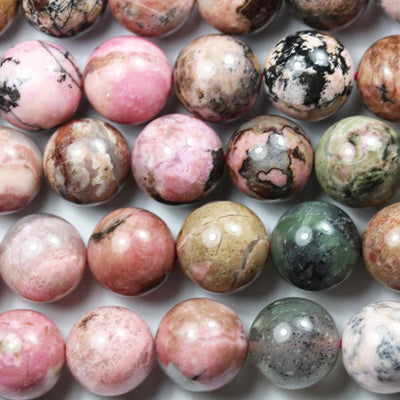 Rhodonite, 12mm Round Gemstone, One Full Strand Natural Gemstone, 15", about 34 Beads, 1mm hole