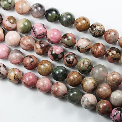 Rhodonite, 12mm Round Gemstone, One Full Strand Natural Gemstone, 15", about 34 Beads, 1mm hole