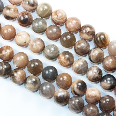 Mixed Moonstone, 12.5mm Grey/Peach/White Round Gemstone Strand, One Full Strand Beads, About 32 Beads, 1mm hole