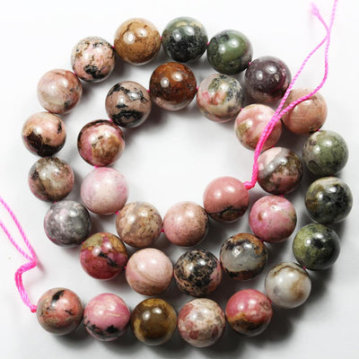 Rhodonite, 12mm Round Gemstone, One Full Strand Natural Gemstone, 15", about 34 Beads, 1mm hole