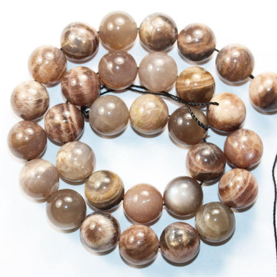 Mixed Moonstone, 12.5mm Grey/Peach/White Round Gemstone Strand, One Full Strand Beads, About 32 Beads, 1mm hole