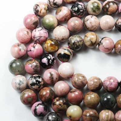 Rhodonite, 12mm Round Gemstone, One Full Strand Natural Gemstone, 15", about 34 Beads, 1mm hole