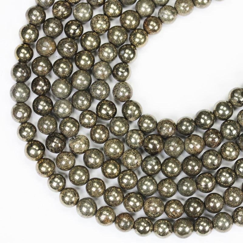 Natural Pyrite, 4mm Round Gemtsone, One Full Strand Beads Strand,0.6mm hole, 16"
