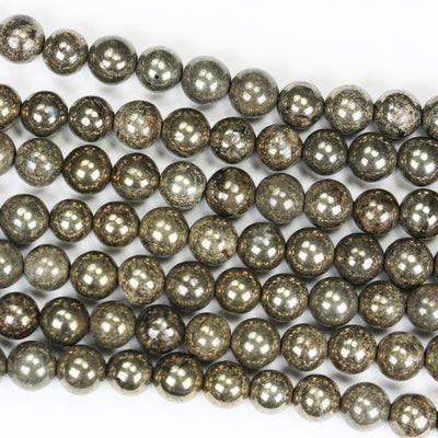 Natural Pyrite, 4mm Round Gemtsone, One Full Strand Beads Strand,0.6mm hole, 16"