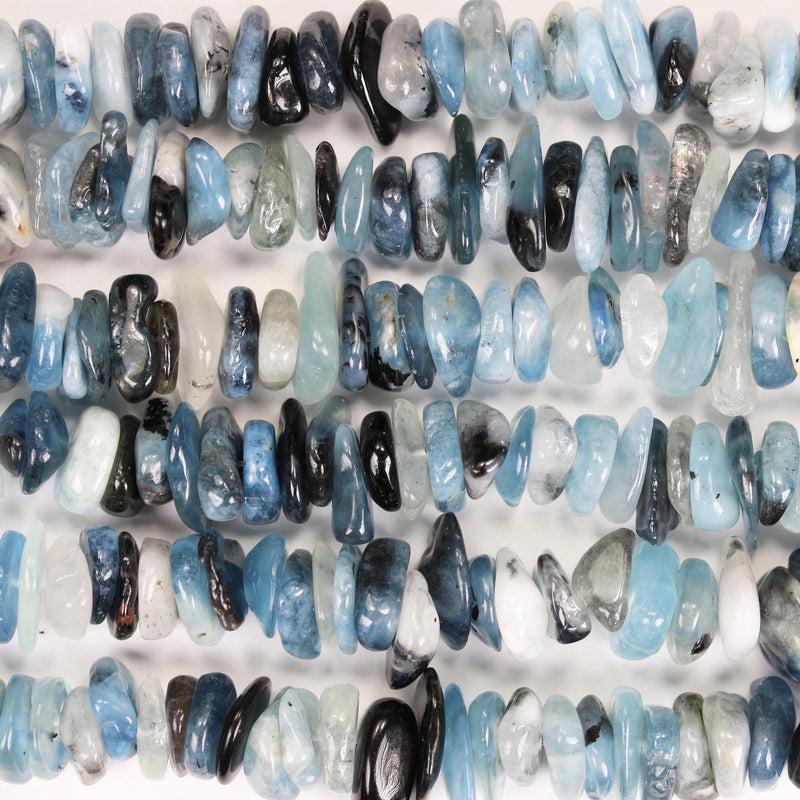 Natural Aquamarine, 12-18mm Nugget Chips Gemstone, One Full Strand, hole 1mm, 16 inches, about 75 beads
