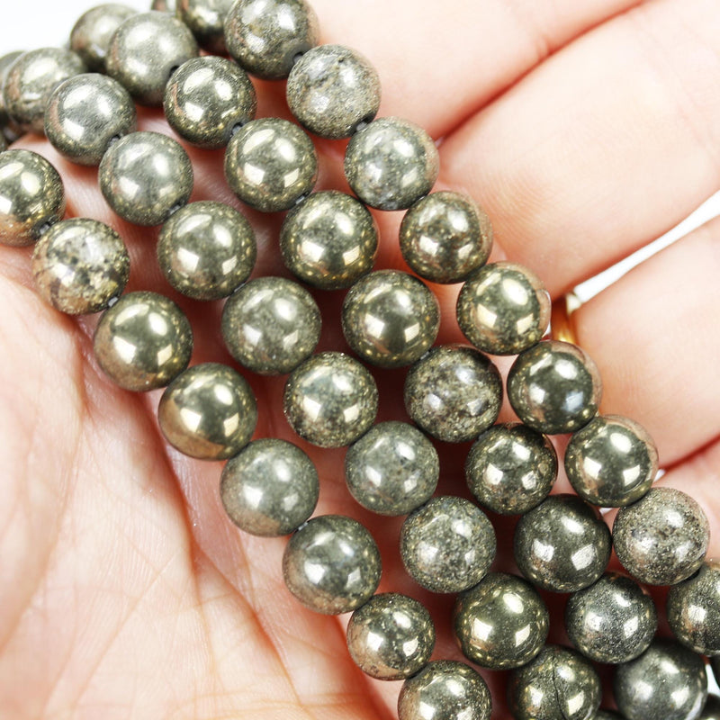 Natural Pyrite, 4mm Round Gemtsone, One Full Strand Beads Strand,0.6mm hole, 16"