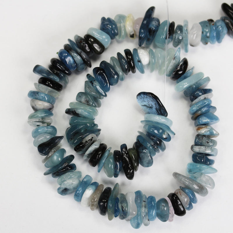 Natural Aquamarine, 12-18mm Nugget Chips Gemstone, One Full Strand, hole 1mm, 16 inches, about 75 beads